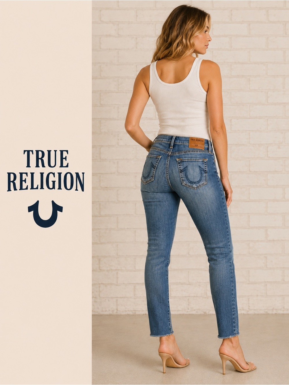 True Religion Skinny Jeans Medium Blue Distressed Size 26